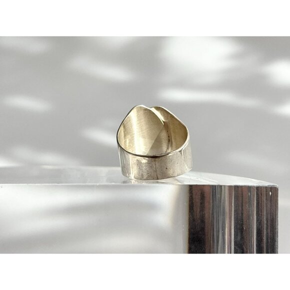 Butterscotch Natural Amber Modernist  XL 925 Sterling Silver Vintage Ring - sz 7 - Picture 4 of 11